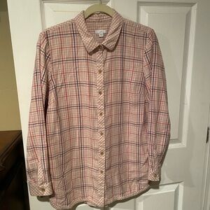J. Jill Red and Cream Plaid Casual Shirt